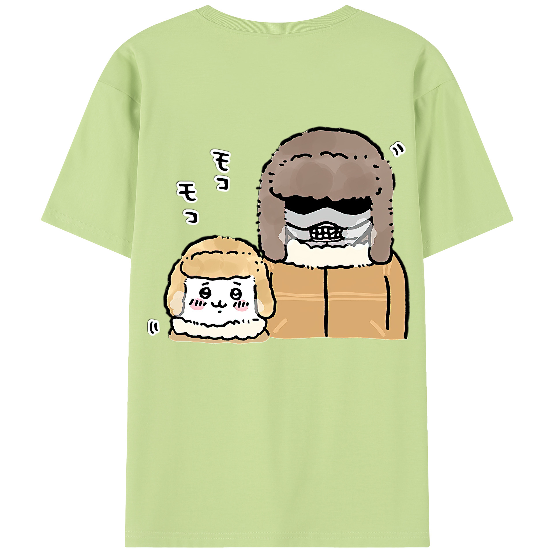（画像用） ちいかわ 労働の鎧さん Chii-kawa Mr. Armor of Labor 綿100％半袖Tシャツ（背面プリント）